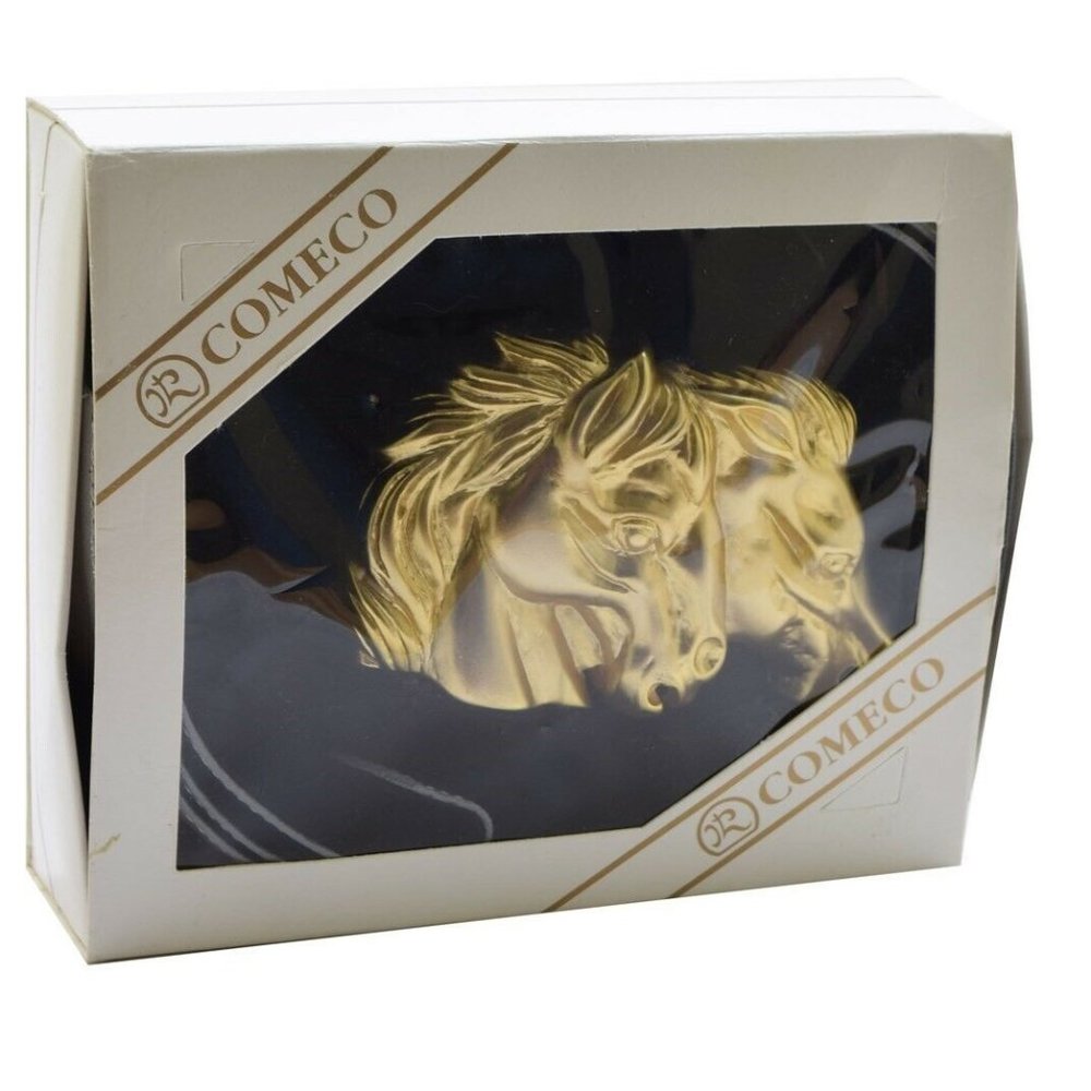 Vintage Comeco Gold Tone Horses Horse Head Buckle